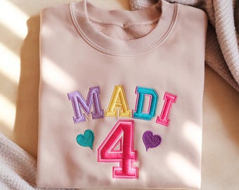 Personalized Embroidered Birthday Girl Sweatshirt, Coquette Bow Party Tee