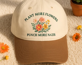 Floral Anti Fascism Embroidered Trucker Hat