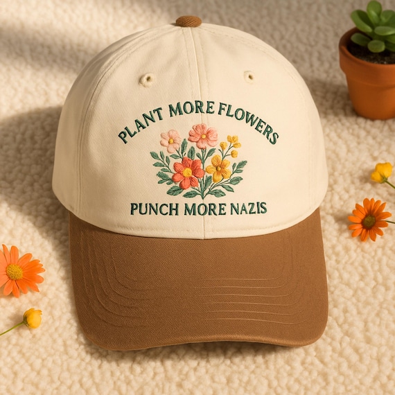 Floral Anti Fascism Embroidered Trucker Hat
