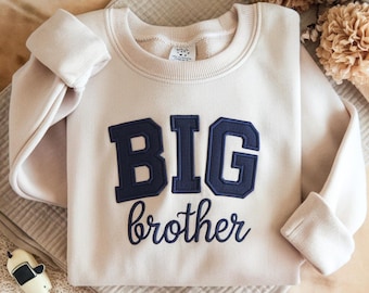 Sudadera infantil bordada para hermano mayor: Cuello redondo personalizado