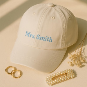 Mrs. Last Name Hat,Engagement Gift,Future Mrs Gift,Bride Hat,Bride to Be Gift,Bridal Shower Gift for Bride,Custom Wedding Hat,Honeymoon