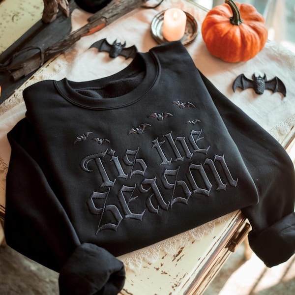 Besticktes Halloween Sweatshirt, Vintage Style Ghost Pullover