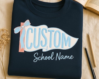 Custom Embroidered Pennant Sweatshirt, School Mascot, Game Day Shirt