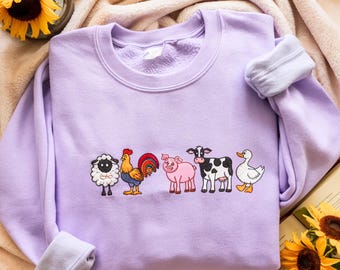 Farm Mama Sweatshirt, Raising Cows And Kids Sweater, Mothers Day Gift Long Sleeve Shirt