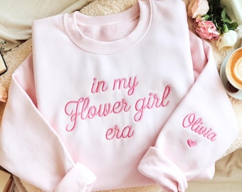 Embroidered Flower Girl Era Sweatshirt: Wedding Party Gift