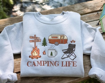 Embroidered Camping Life Sweatshirt, Outdoorsy Gift