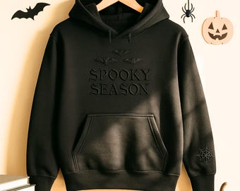 Embroidered Spooky Season Hoodie: Halloween Sweatshirt
