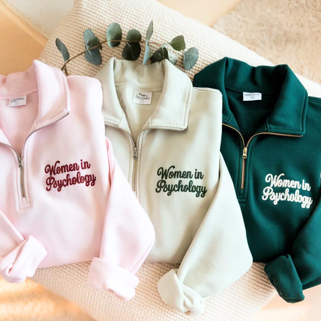 Psych Sweaters Embroidered Psychology Major Quarter Zip Sweatshirt: Women in ...