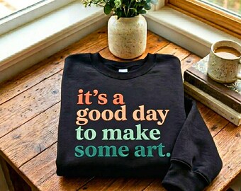 Embroidered Art Teacher Crewneck Sweatshirt, Artist Gift, Cotton Blend Sweater