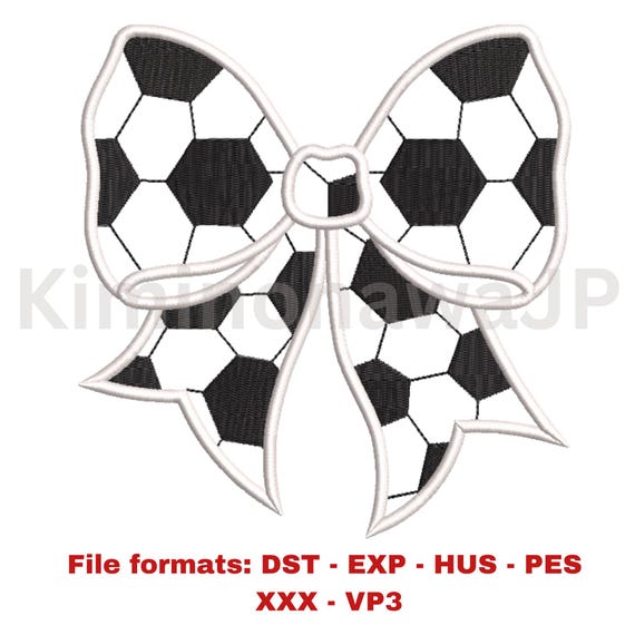 Soccer Bow Appliqué, Machine Embroidery Design (Instant Download)