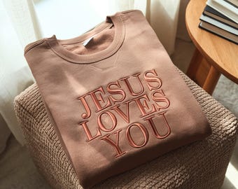 Embroidered 'Love Like Jesus' Sweatshirt, Christian Apparel