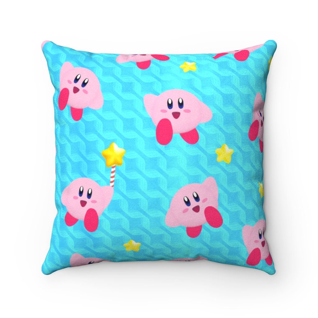 Kirby Throw Pillow and Case Blue Faux Suede Square Pillow Etsy