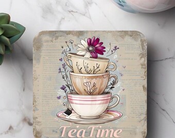 Tea Lover Coaster, Gift for Tea Lover, Gift for Mum, Thank You Gift, Coaster Home Decor, Tea Lover Gift