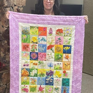 FLOWERS quilt Panel.each image is 4&quot;x4&quot;