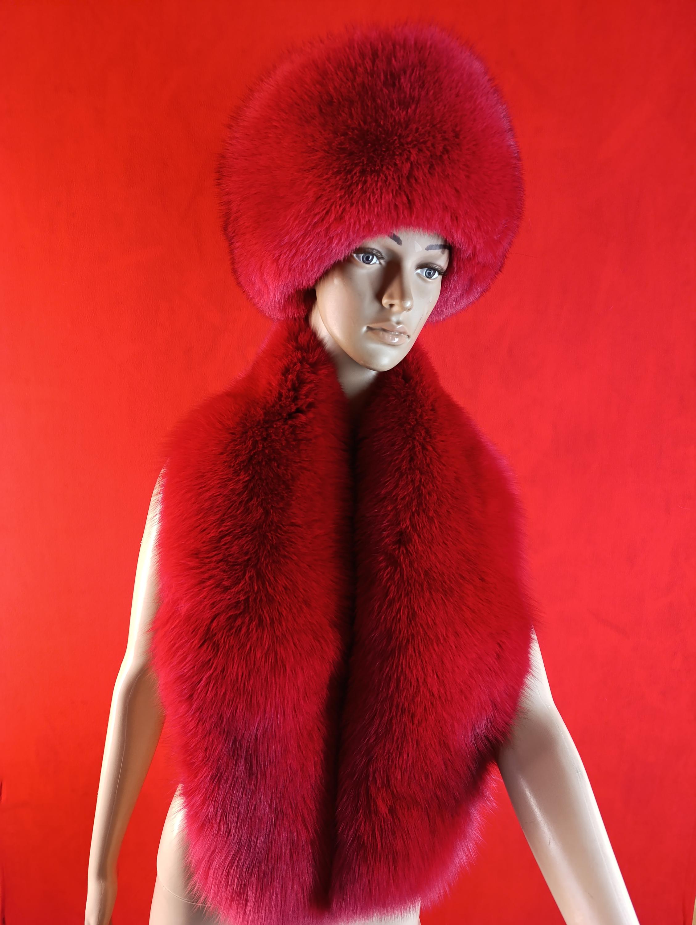 Red Natural Fox Fur Set,scarf 51 display picture 1