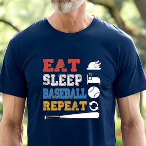 Eat Sleep Baseball Repeat Shirt,Funny Sports Tee for Men Women Kids,Baseball Dad Gift,Softball Player T-Shirt,Youth Baseball Gift Shirt