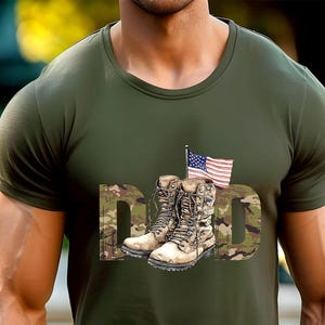 Military Dad Shirt: Patriotic Boots & Flag Tee