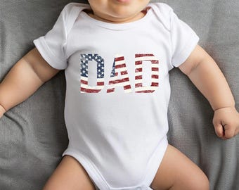 Papa-babyrompertje, patriottische bodysuit met Amerikaanse vlag, cadeau voor een nieuwe papa, babykleding voor 4 juli, vaderdagcadeau, unisex katoenen outfit uit de VS