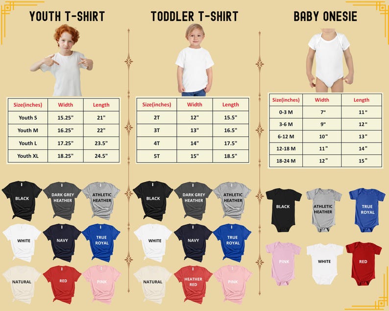 a child's t - shirt sizes chart with a child's t -
