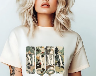 Mama Camo Shirt, Coquette Bow Jagd T-Shirt