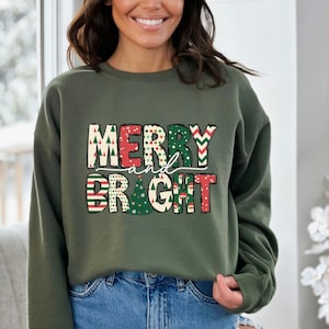 Merry and Bright Sweatshirt,Family Christmas Sweatshirt,Christmas Sweatshirts for Women, Merry Christmas Sweatshirt,Christmas Sweatshirt