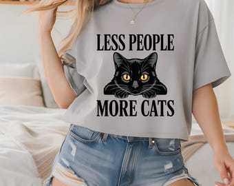 Less People More Cats Shirt, Funny Cat Mom Tee, Introvert GiftFather day gift