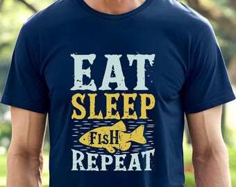 Gift shirt,Fishing T-Shirt: Eat Sleep Fish Design - Casual Outdoor Wear,  gift