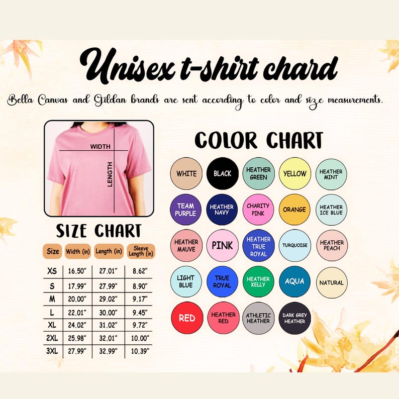 a women's t - shirt with a color chart