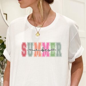 Summer Vibes T-Shirt, Colorful Summer Tee, Beach Vacation Shirt, Good Vibes Apparel, Summer Aesthetic Top, Trendy Summer Gift, Summer Tee