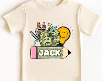 Personalized Camo Apple Back to School Shirt: Preschool, Kindergarten