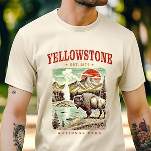 Yellowstone National Park T-Shirt, Vintage Bison T-Shirt, Retro Yellowstone Souvenir, Naturliebhaber Geschenk, Wandern Camping Shirt, Outdoor Abenteuer Top