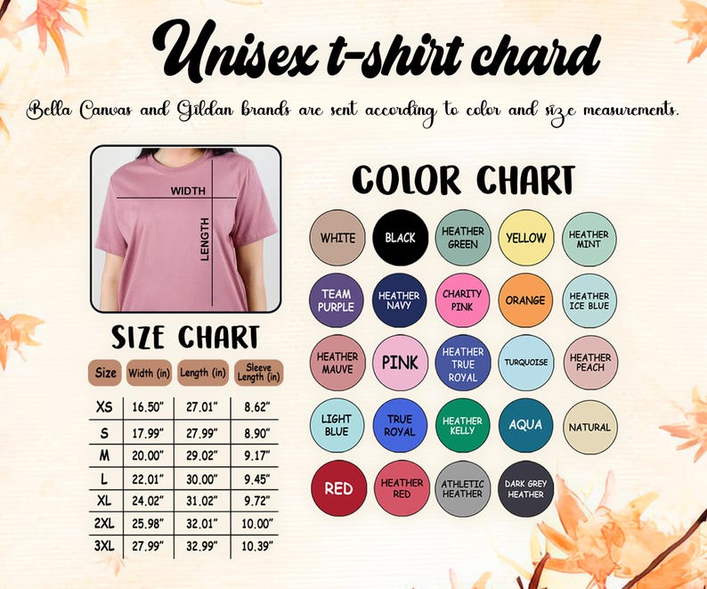 a women's t - shirt with a color chart