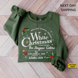 Biała bluza świąteczna, Vintage świąteczna koszula, Świąteczny sweter młodzieżowy, Koszula rodzinna, Świąteczny okrągły dekolt, Koszula sióstr Haynes