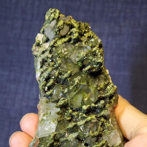 Wonderful Epidote and Garden Quartz Cluster Piece - Unique Crystal Home Decor from Turkiye Collection