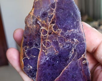 Coppia di calcedonio viola - Esemplare di cristallo lucidato - Pietra naturale turca unica