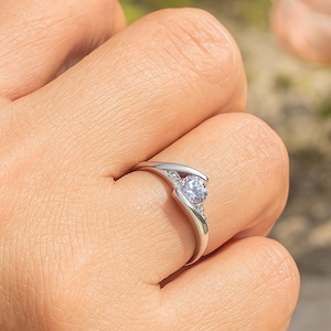 Moissanite Solitaire Ring, Sterling Silver Cocktail Ring, Moissanite Band Ring, Round Cut Ring, 925 Silver Jewelry Women,  Anniversary Gift