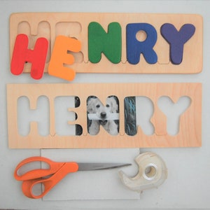 Custom made Wooden Name puzzle with Puppy shape will be a favorite shape sorter toy cute birth gift, first birthday, Christmas gift image 9