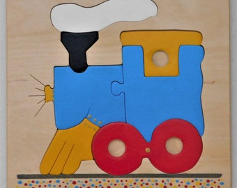Wooden Train puzzle for toddlers, preschool children - all nontoxic materials