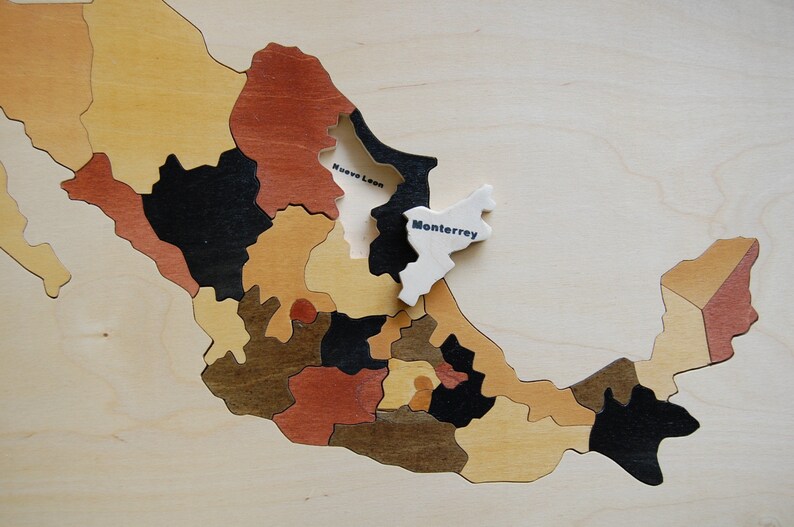 Wooden Map of Mexico Puzzle With States Printed on Tray and - Etsy