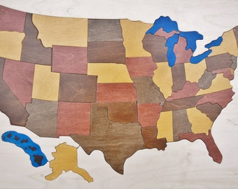 USA map puzzle - a great educational gift for adults interested in geography - beautiful office decor item