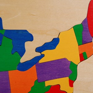 Wooden map Puzzle of the USA has States and Capitals. Chunky pieces, heirloom quality a great educational toy image 5