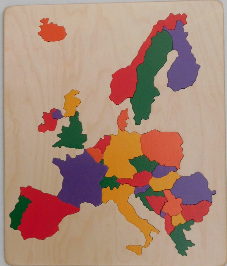 Wooden Map Puzzle of Western Europe a fun yet educational image 0