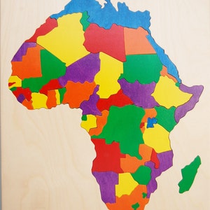 Wooden map puzzle of Africa, a wonderful, educational toy for children, a great gift for teachers, geography buffs, travelers.