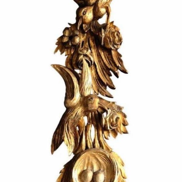 Superbe panneau en bois doré / Spectaculaire décoration murale sculptée et dorée architecturale / décoration intérieure antique