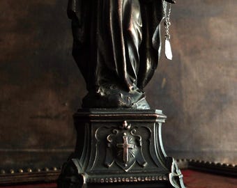 Religious Old Copper Virgin Mary/ Miraculous Virgin/ French Catholic Decor