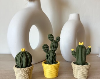 3D-geprint gebreide cactusdecor: mini-potplant, bureaucadeau