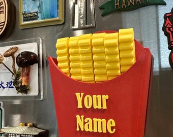 Personalized Magnet Style French Fry Snack Sealer (Magnets Included!) | Kitchen Bag Clips With Custom Name | French Fry Refrigerator Magnet