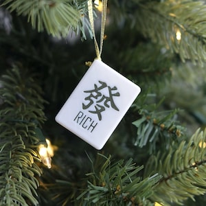 3D Printed “Rich” Mahjong Ornament and Key Chain, Mahjong Player Gift, Custom Made Mahjong