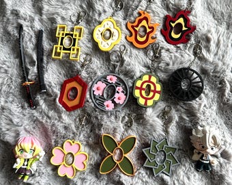 鬼滅の刃をイメージした鍔のキーホルダーとバッグチャーム｜無限城映画をイメージした｜アニメコスプレアクセサリー｜鬼滅の刃ギフト