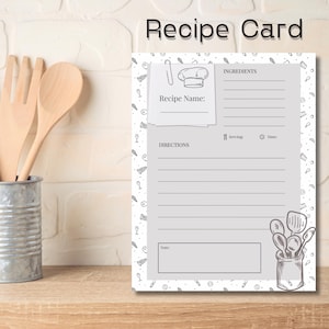 Recipe Template | PDF Recipe Card | Printable Recipe Page | Printable Recipe Book Page | Instant Download | Print at Home